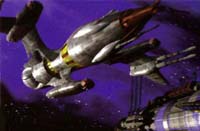 A Drazi Sunhawk obriting around Babylon 5.
